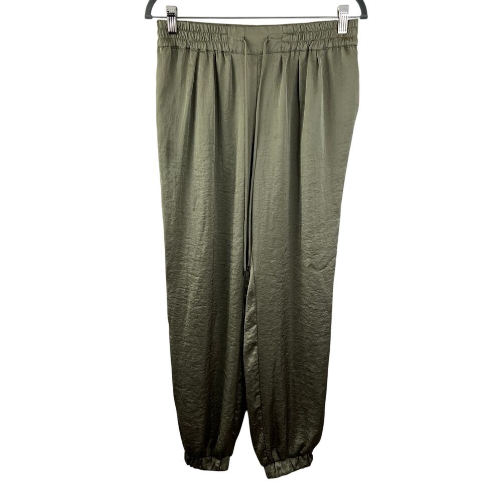 ZARA Trafaluc Collection Jogger Pants Green Elastic Waist Drawstring Size Medium
